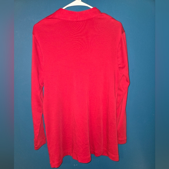 Chico's Red V-neckline Longsleeve Top, Size 1 (us medium), pima cotton - Picture 7 of 9